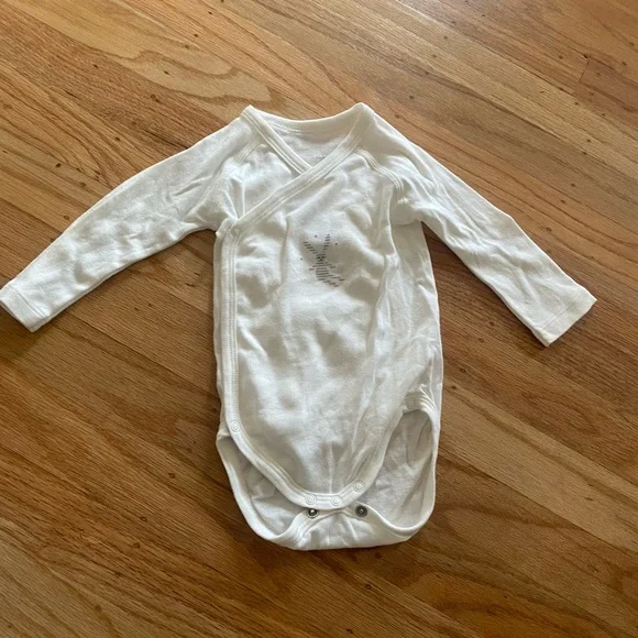 Petit Bateau white Long Sleeve Baby Onesie 6 months - Picture 1 of 4